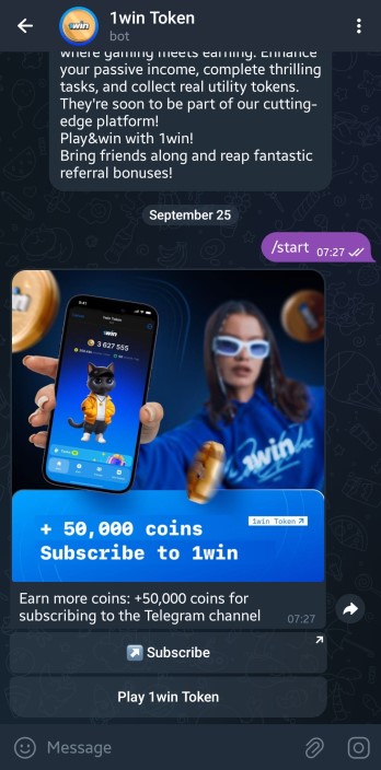 Registering for the 1win Telegram Bot